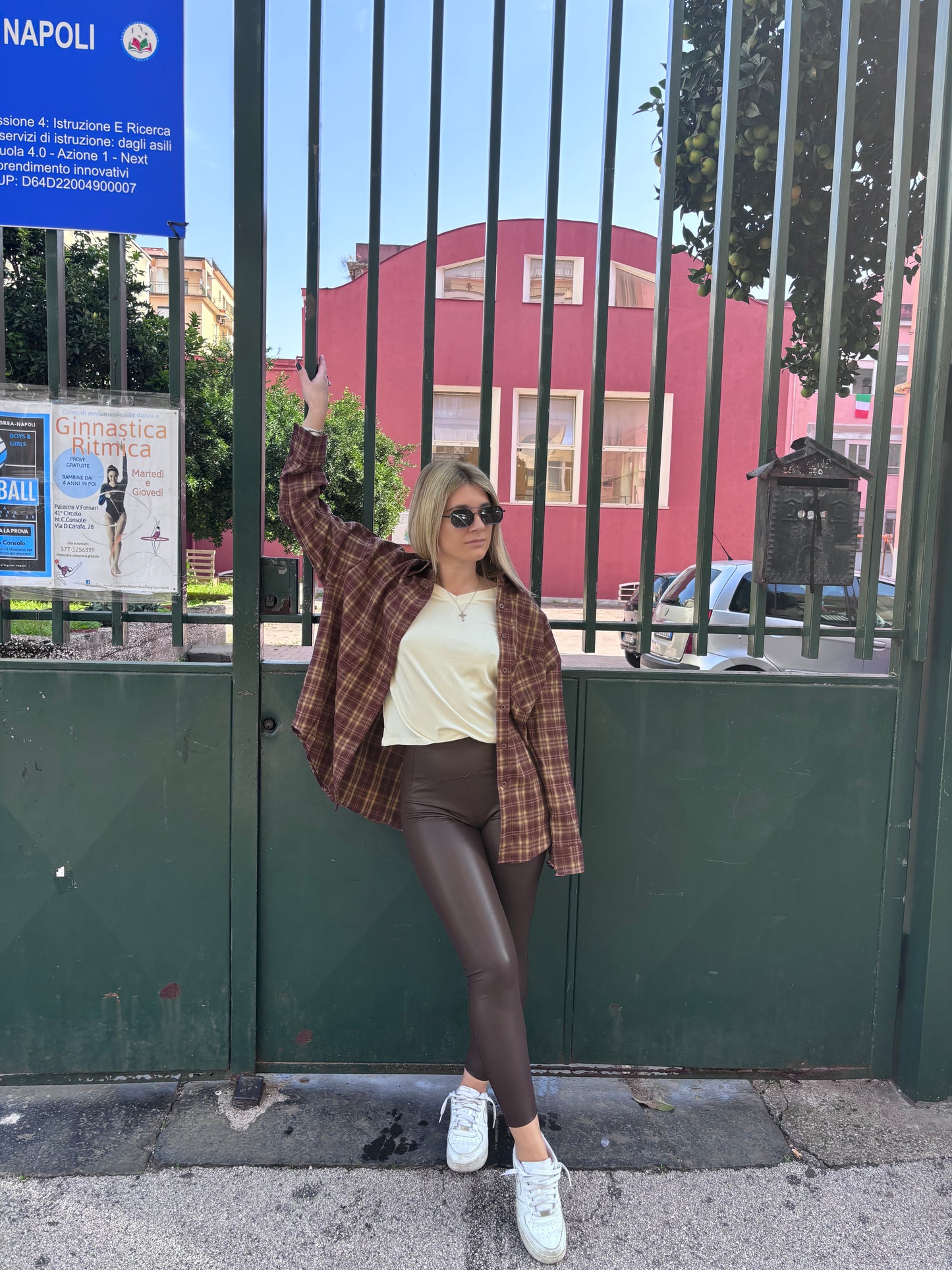 Legghins ecopelle marrone