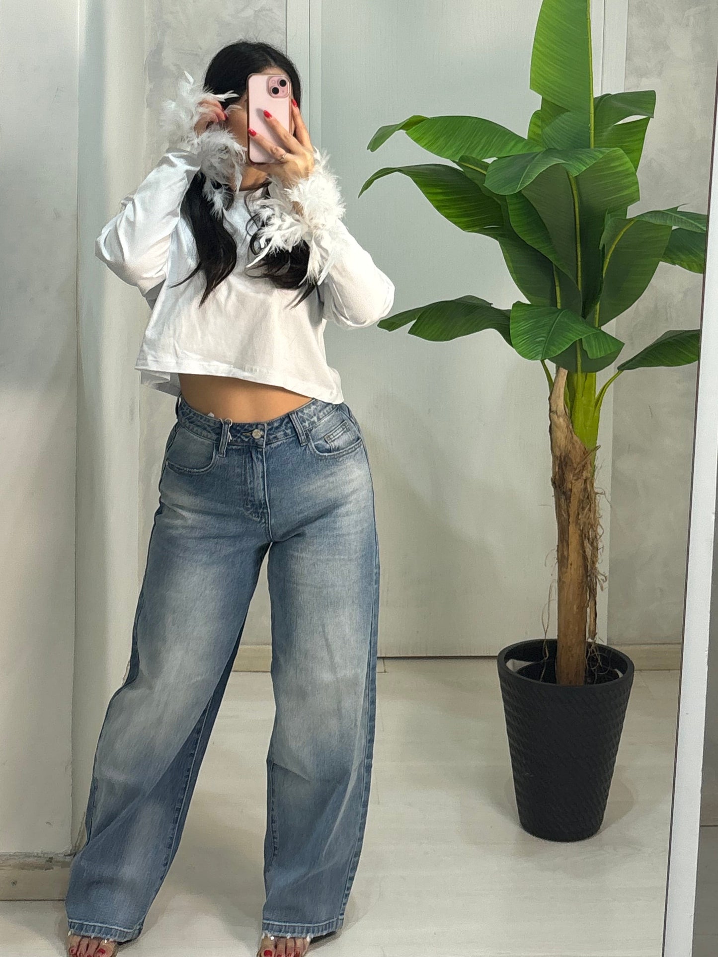 Maglia sartoriale con piume