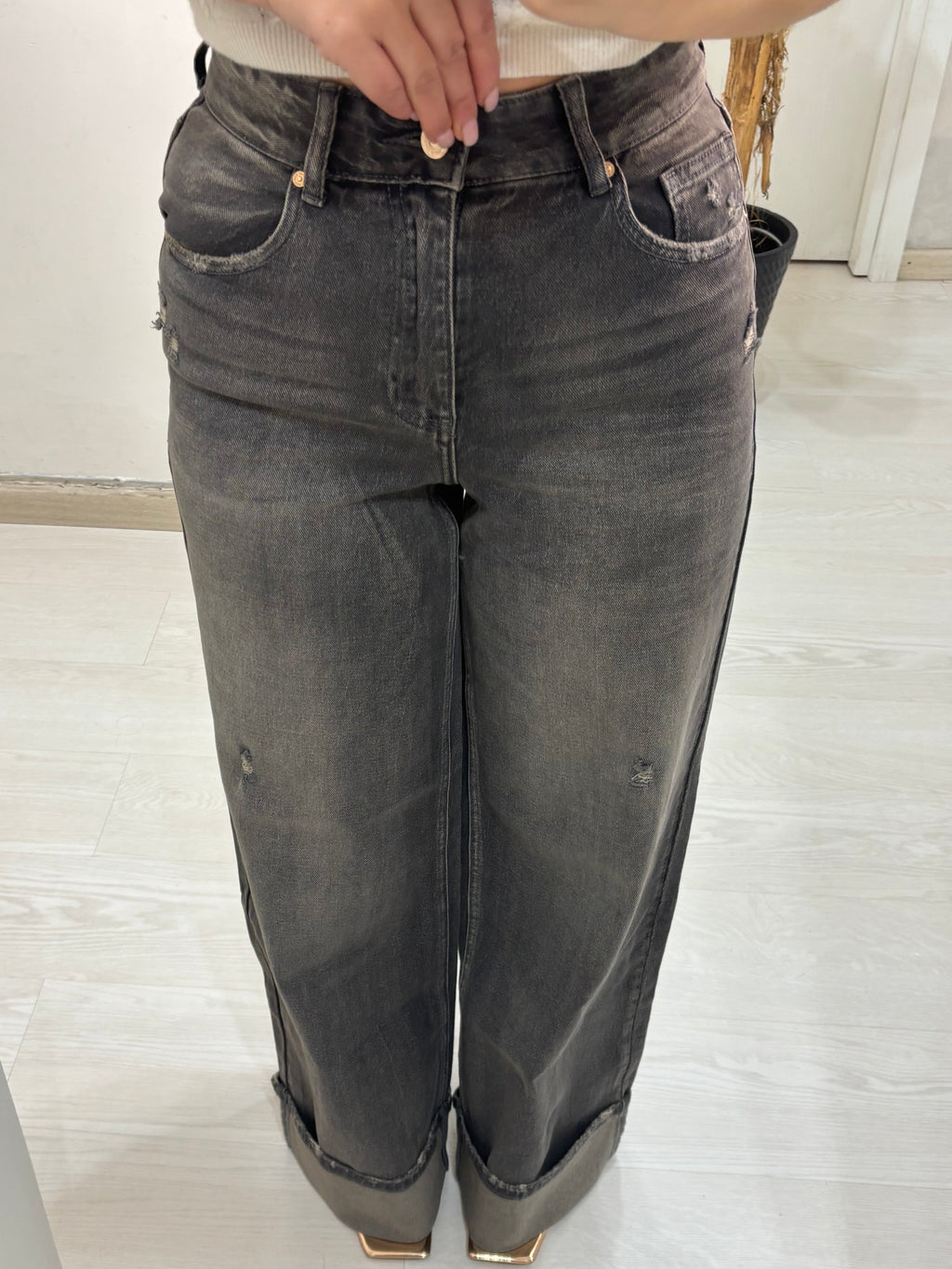 Denim grigio piegone