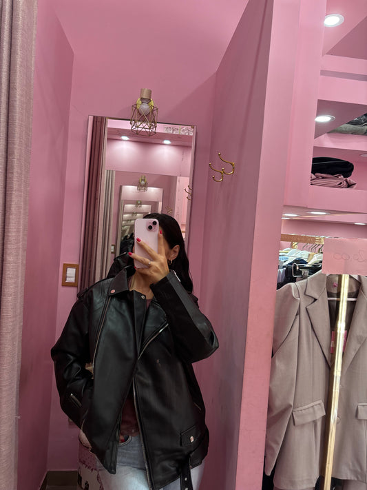 Chiodo ecopelle oversize