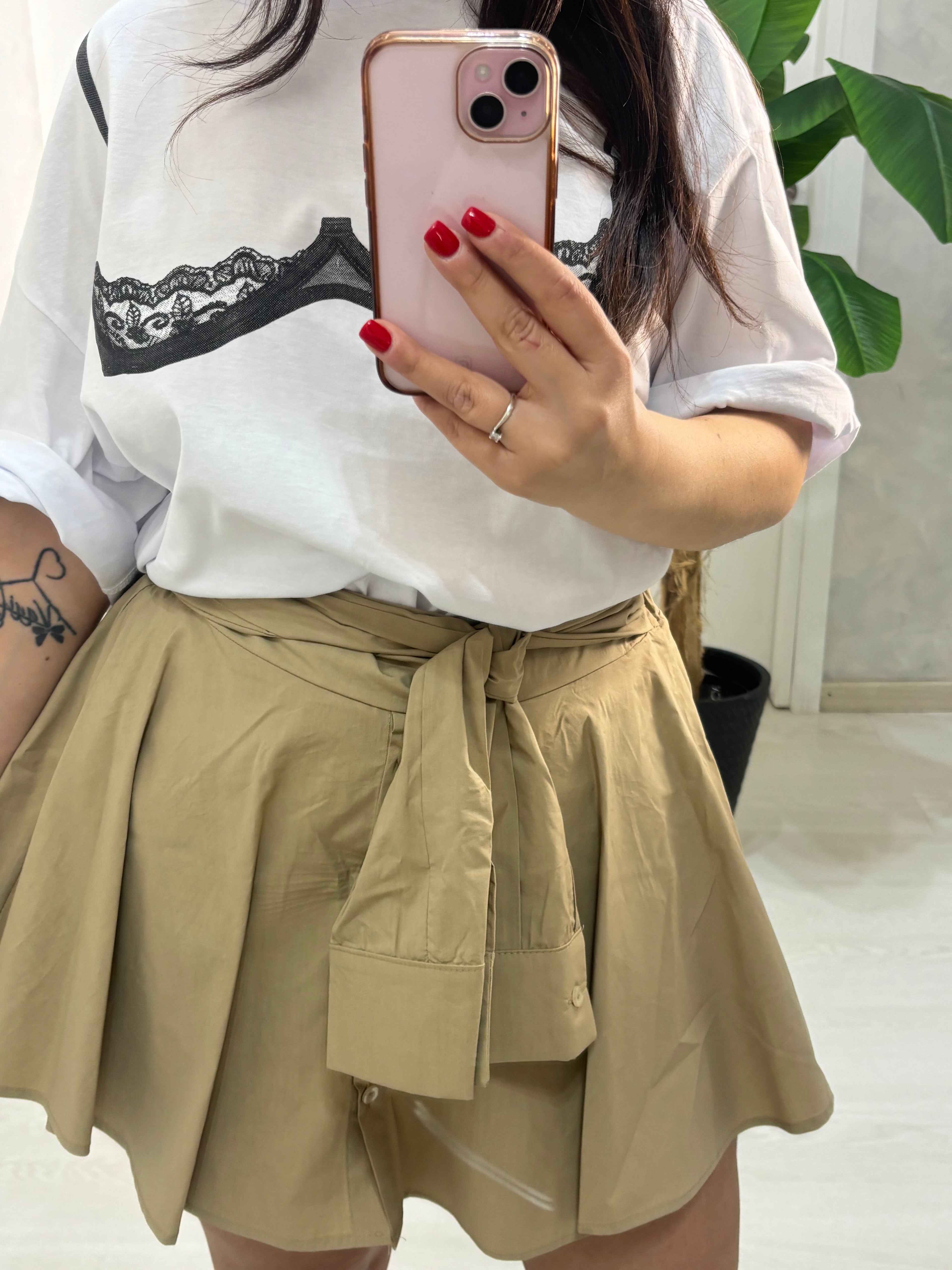 Gonna pantaloncini camel