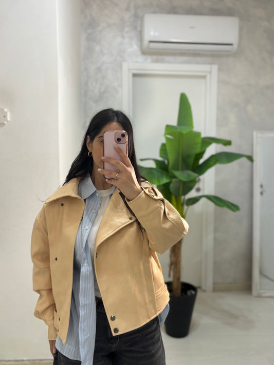 Chiodo oversize giallo paglino