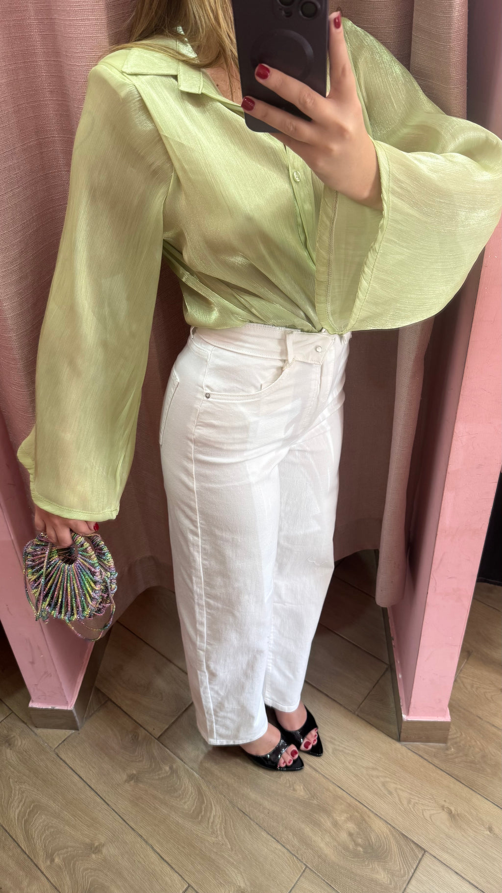 Denim bianco con risvolto