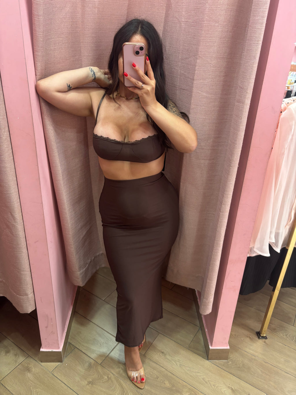 Coordinato in lycra marrone