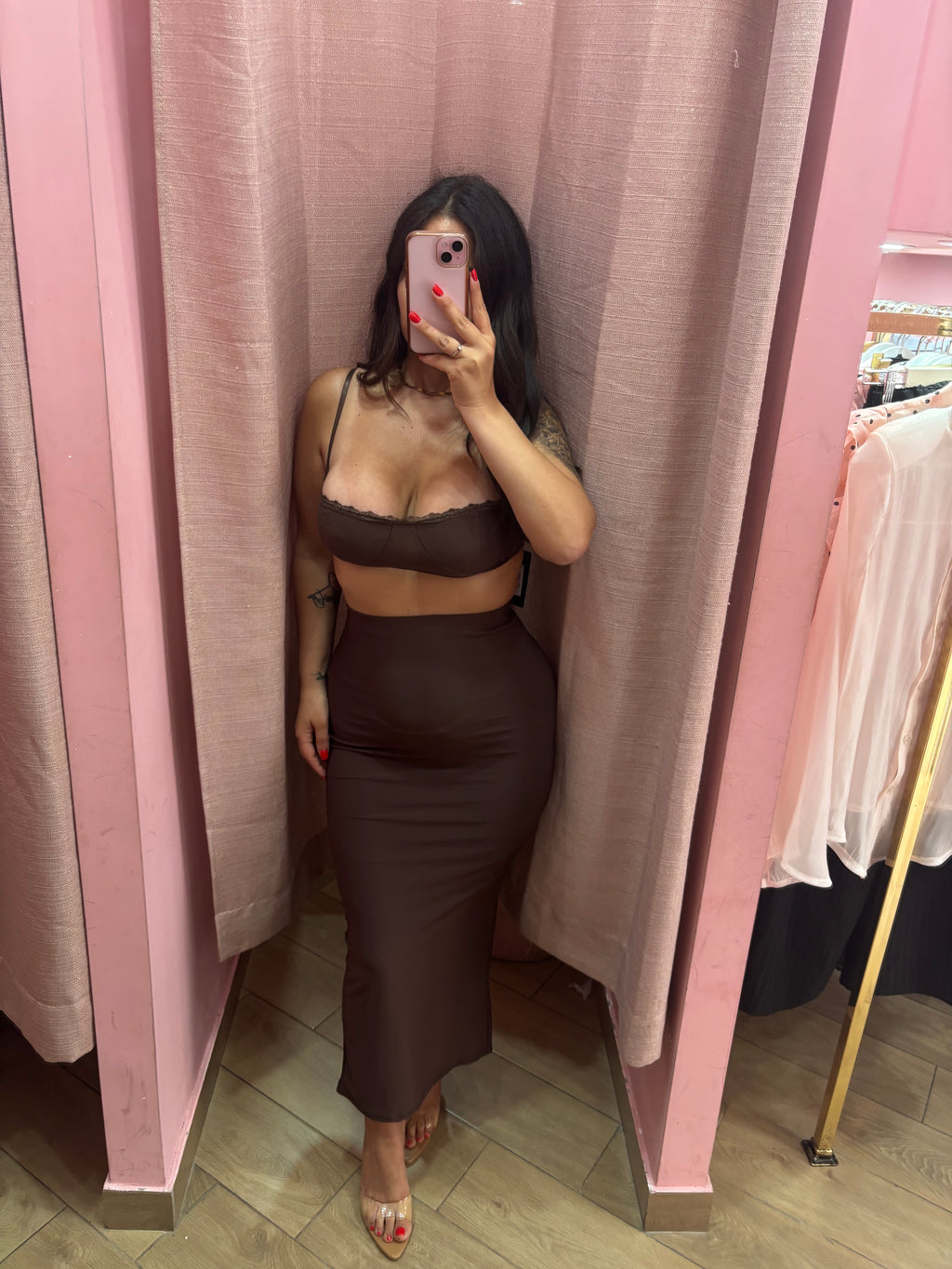 Coordinato in lycra marrone