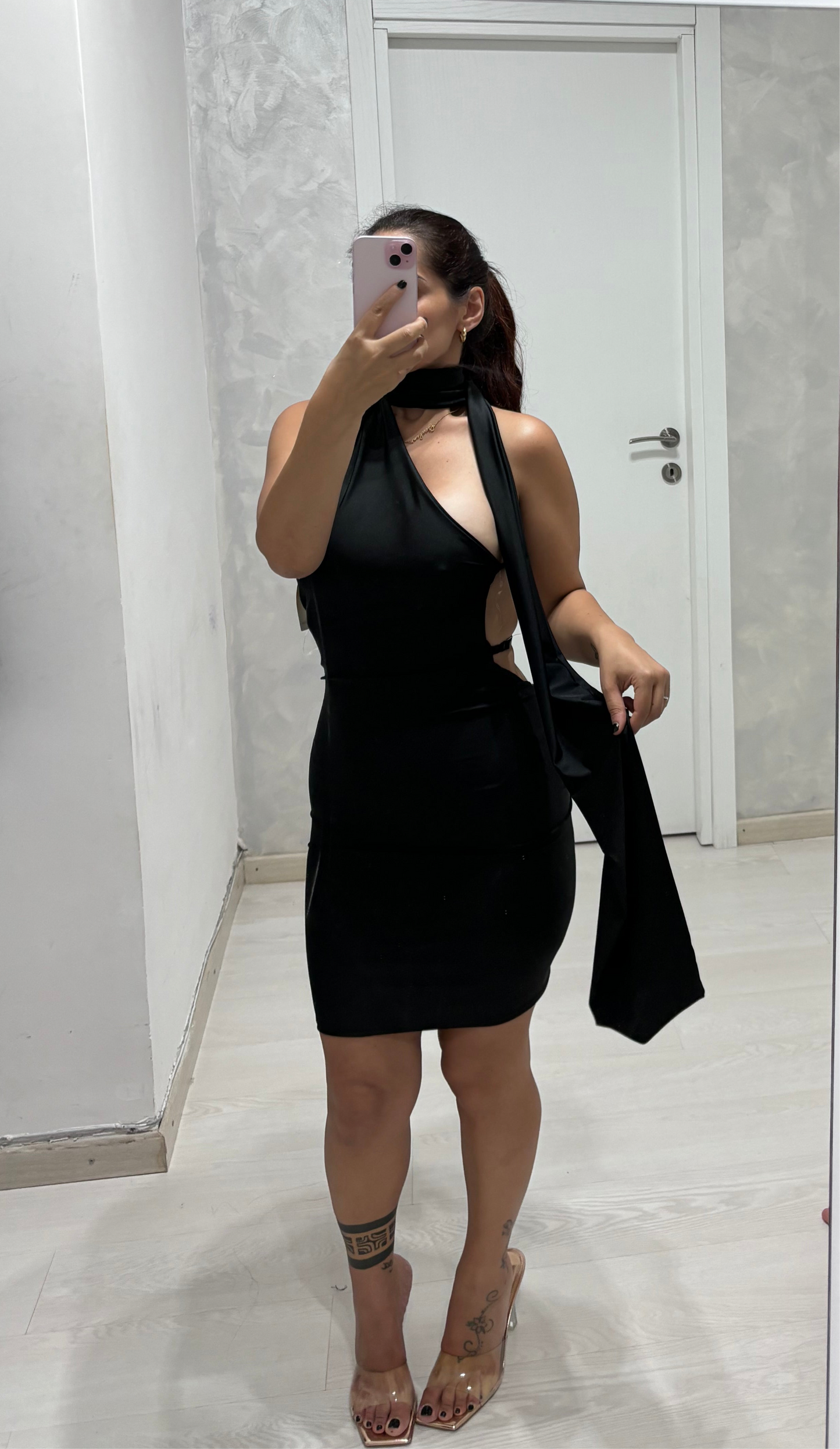 Dress in lycra con fusciacca