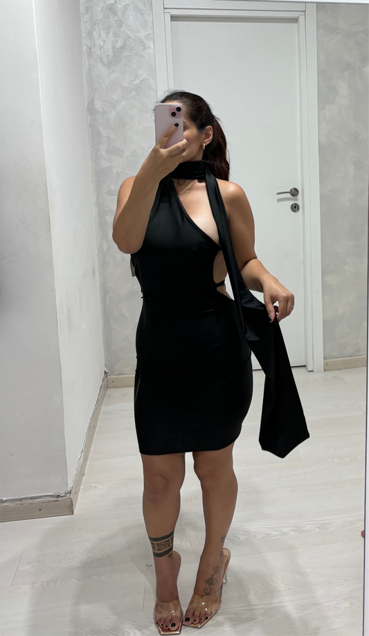 Dress in lycra con fusciacca