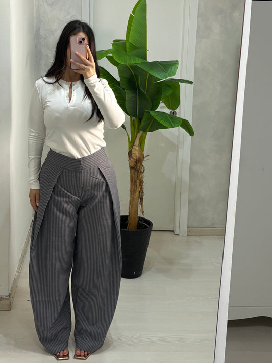 Pantalone gessato grigio