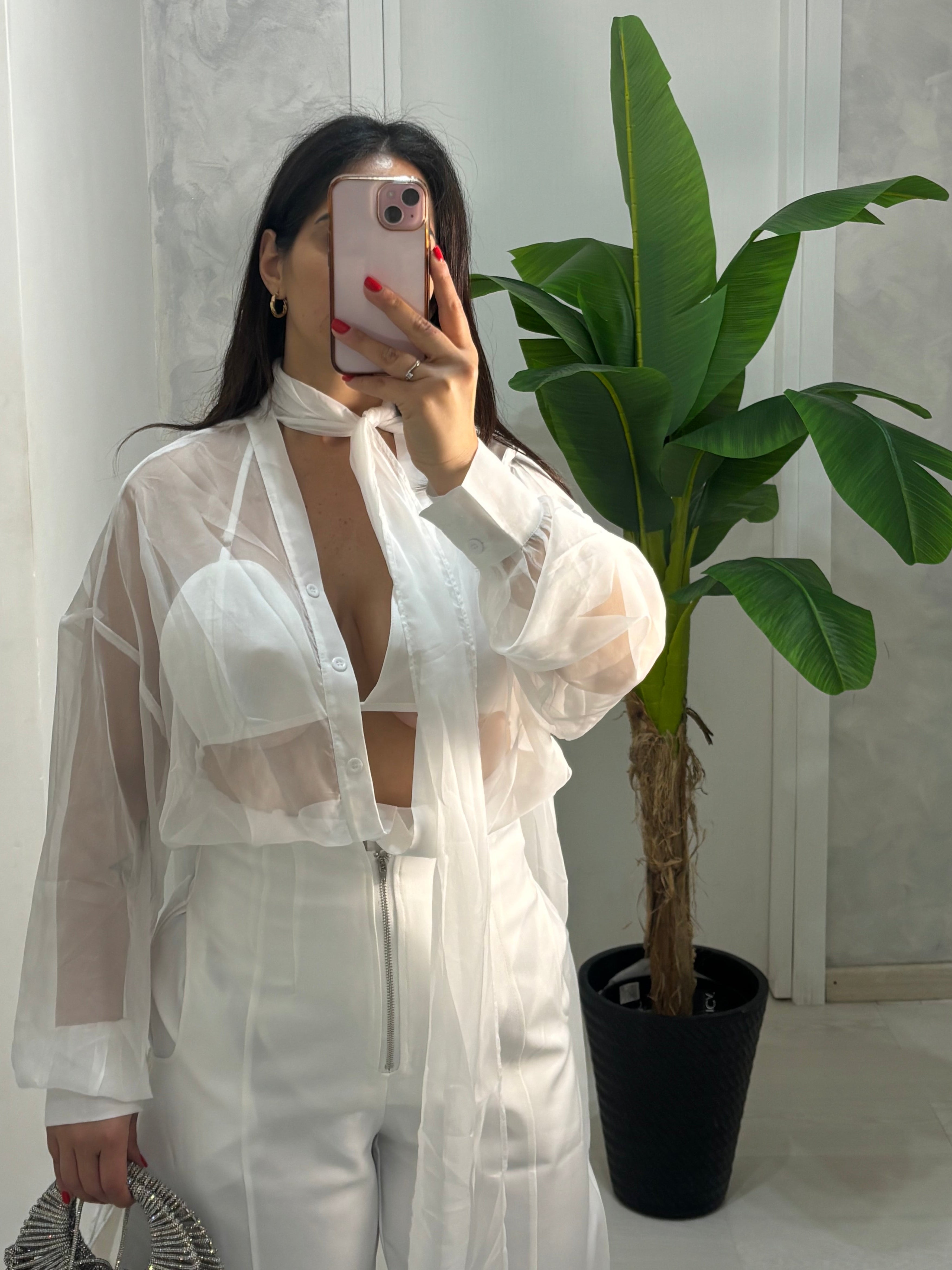 Camicia velata bianca