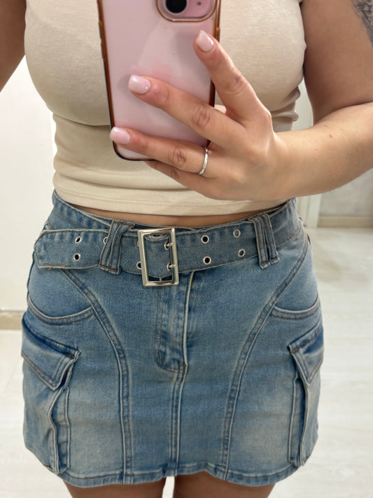 Gonna in denim cintura