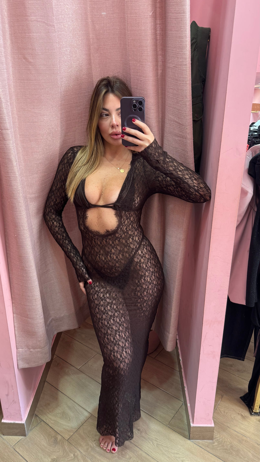 Copricostume macramé marrone