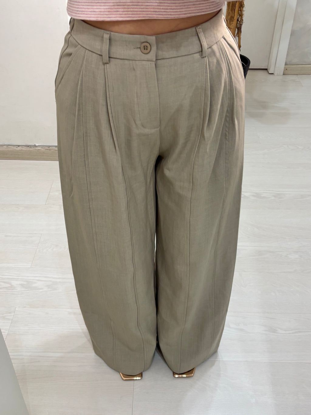 Pantalone classico beige