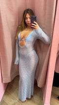 Copricostume macramé azzurro
