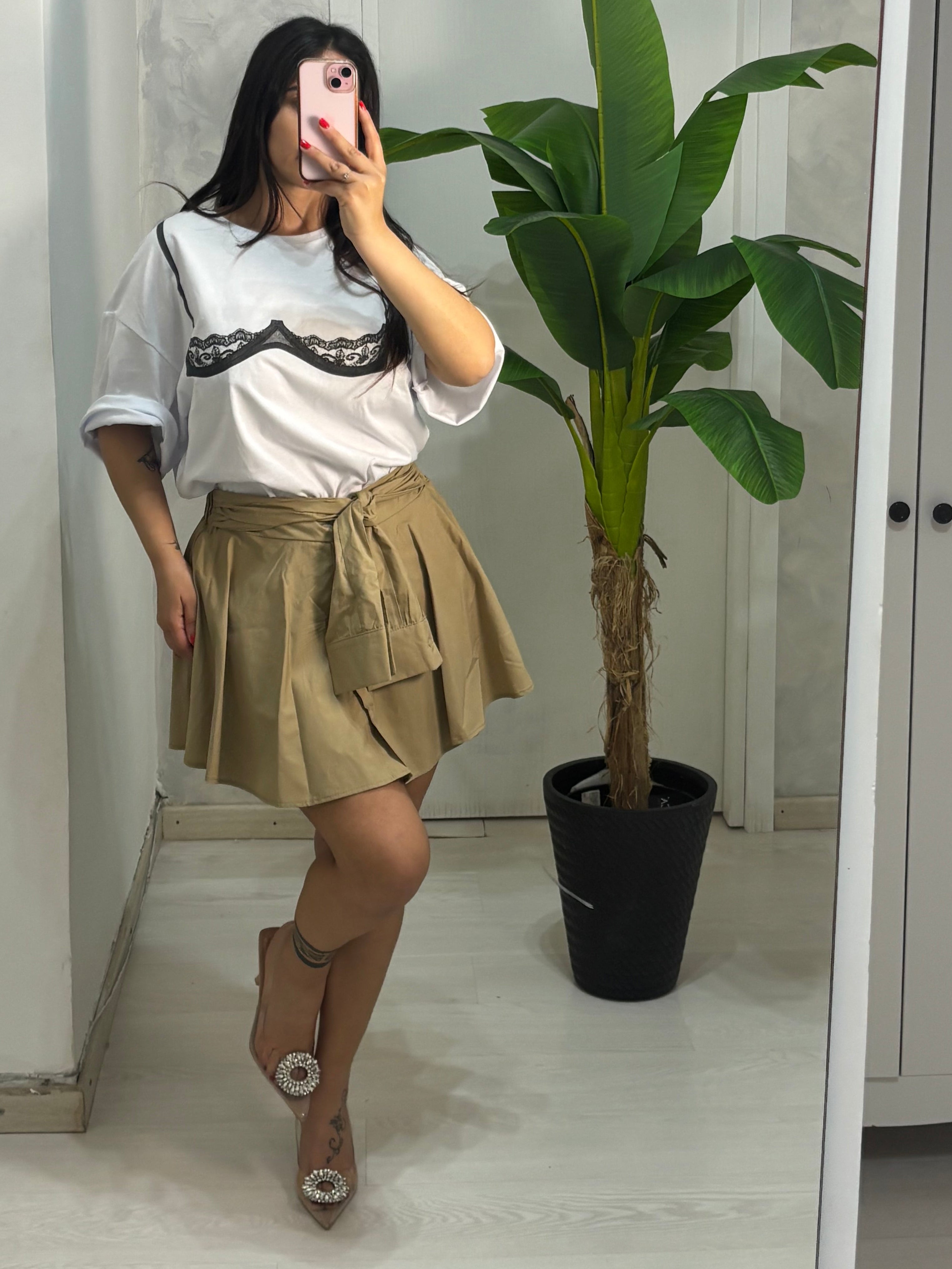 Gonna pantaloncini camel