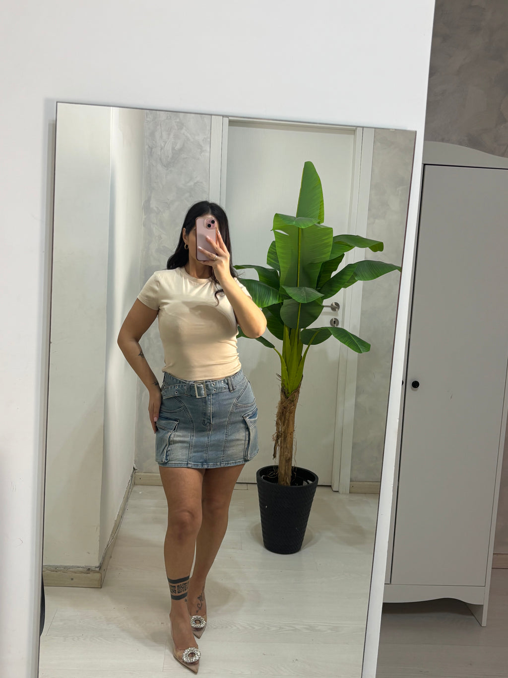 Gonna in denim cintura