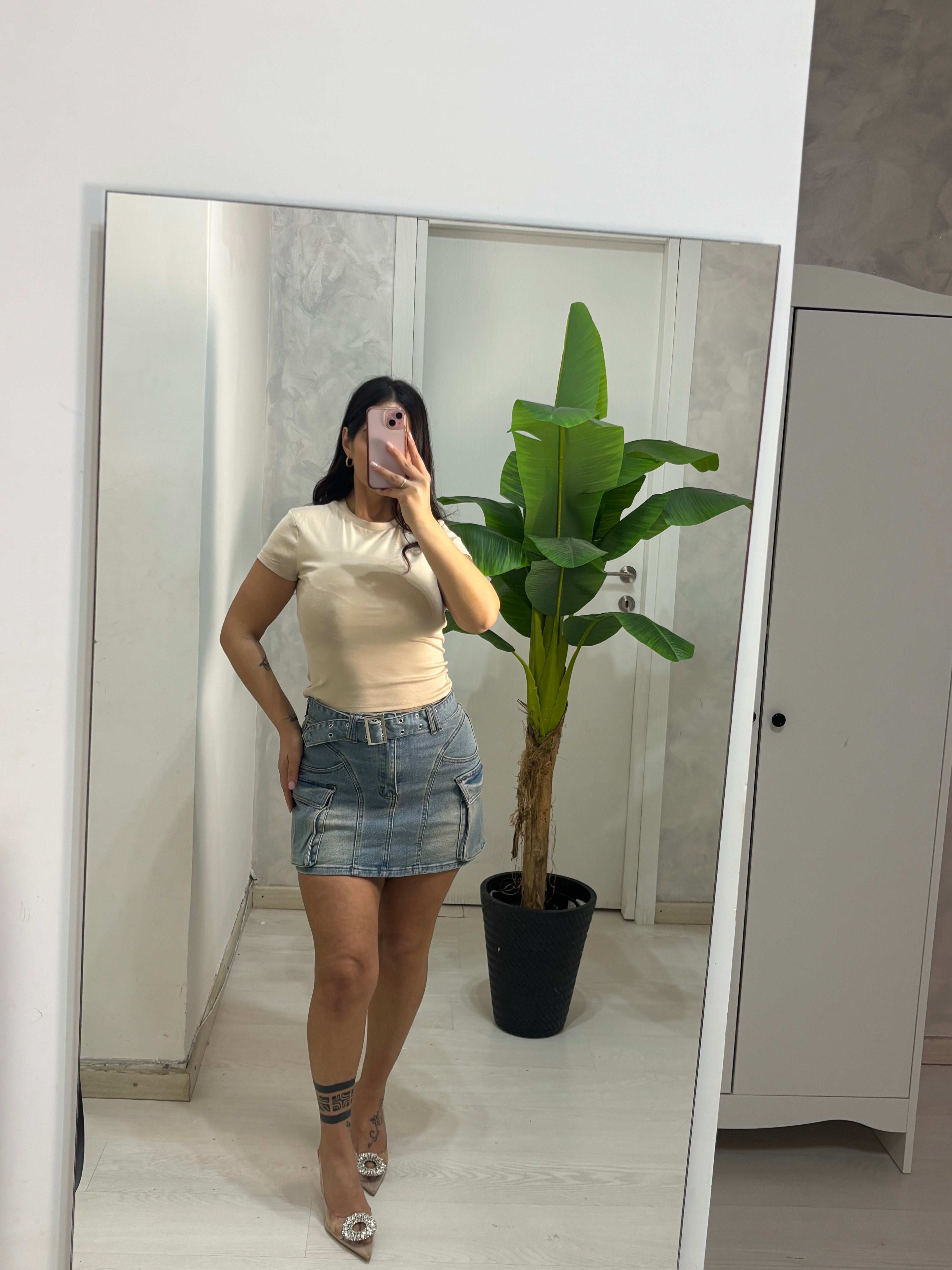 Gonna in denim cintura