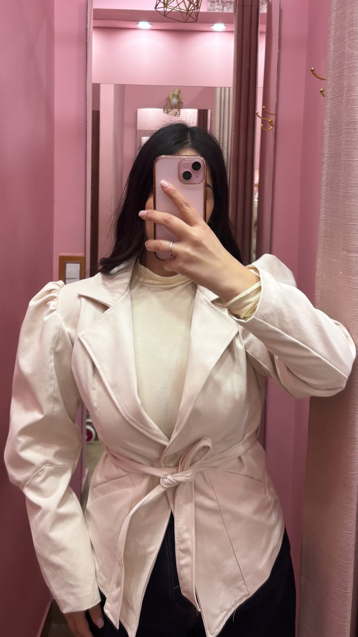 Giacca manica a sbuffo beige