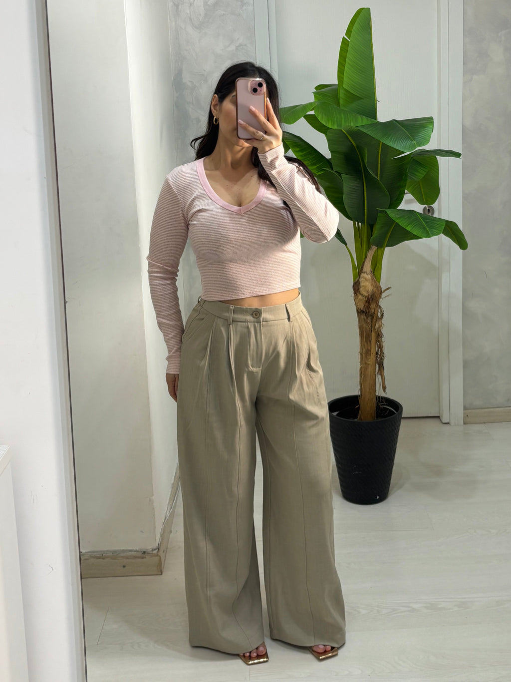 Pantalone classico beige