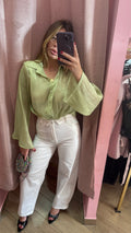 Denim bianco con risvolto