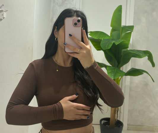 Maglia crop brown