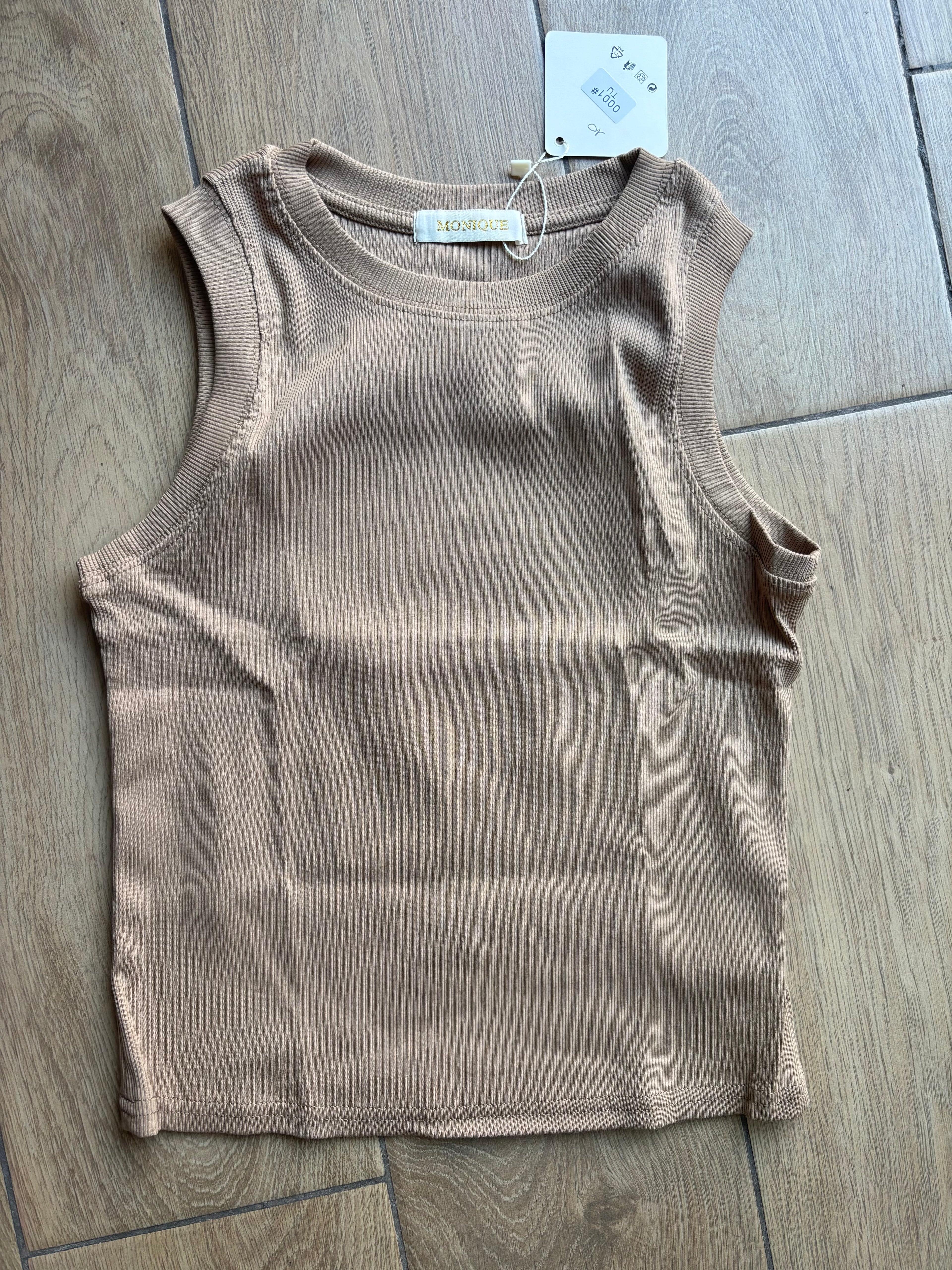 Canotta a costina beige