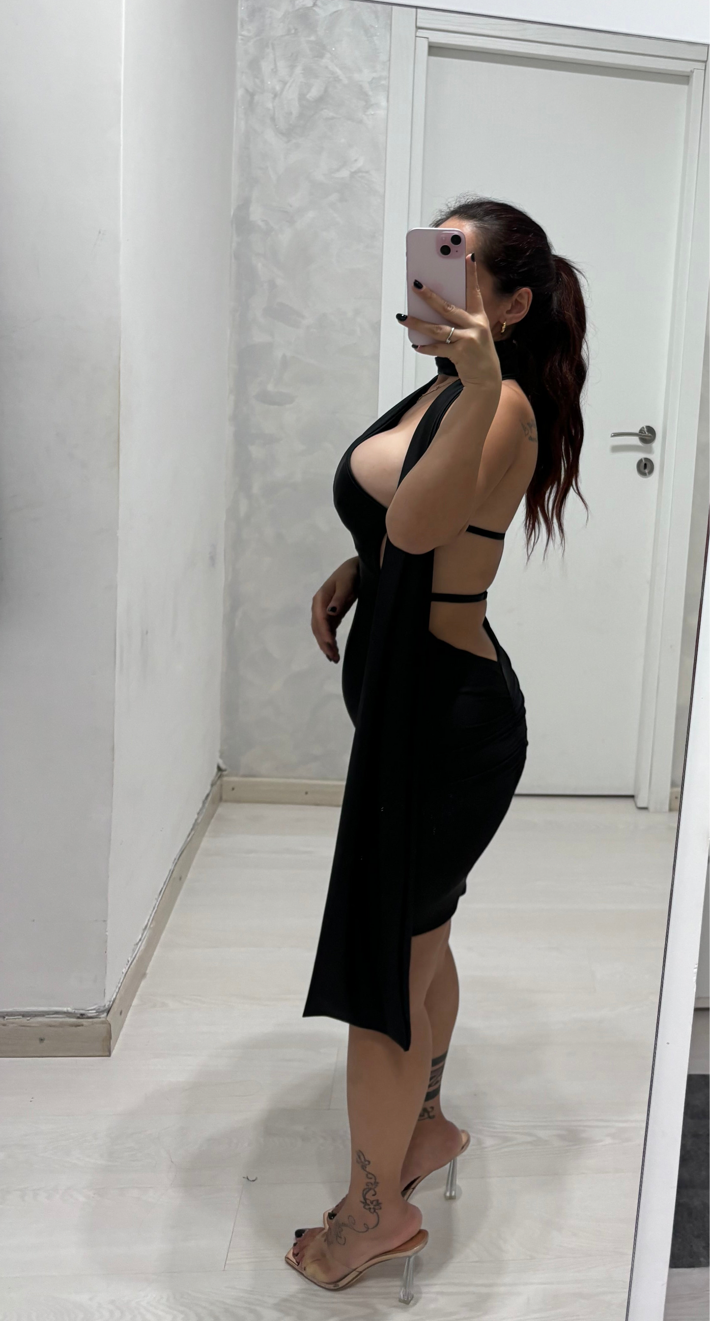 Dress in lycra con fusciacca