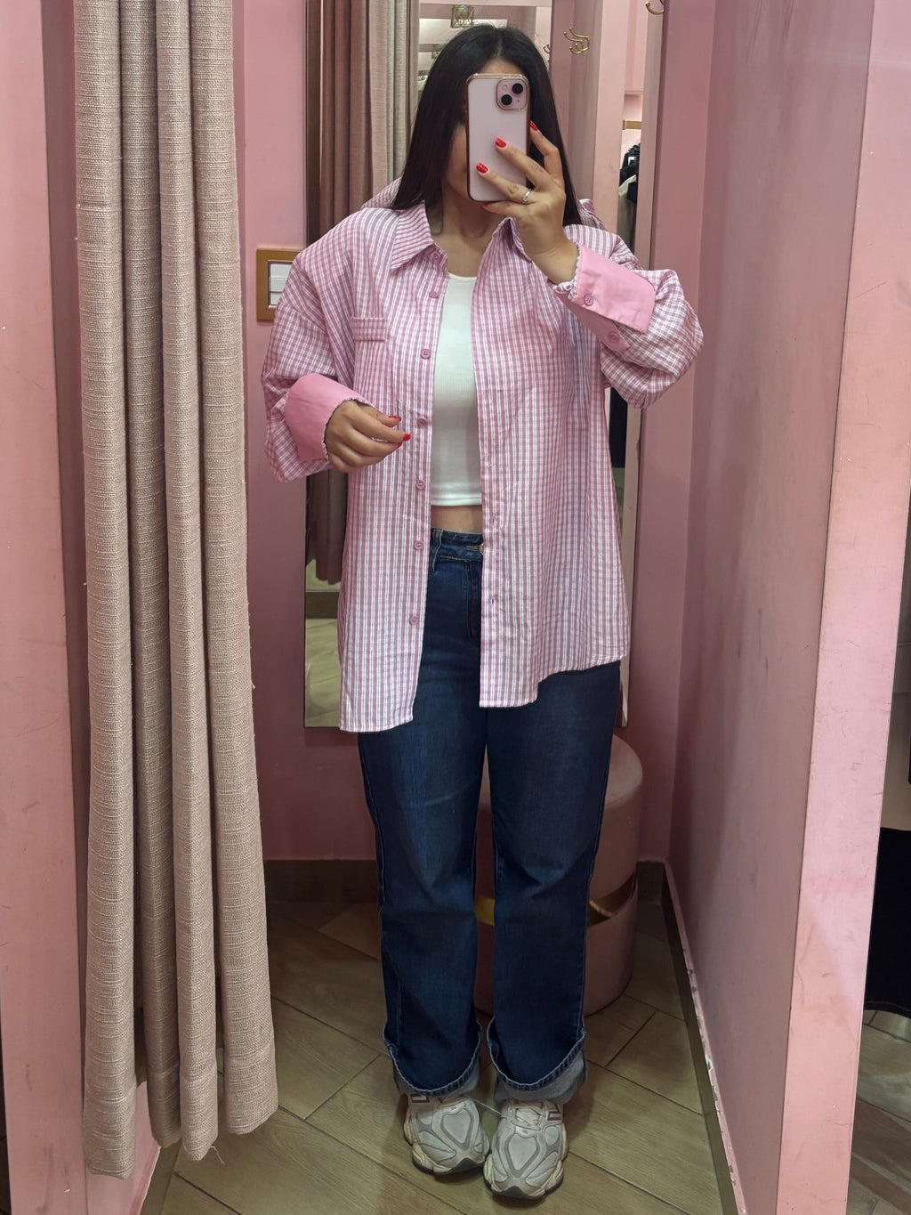 Camicia quadretti pink
