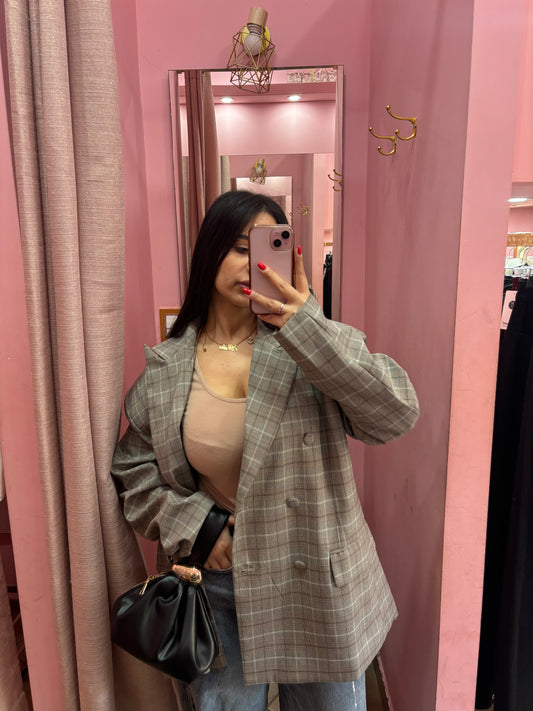 Giacca oversize quadretti