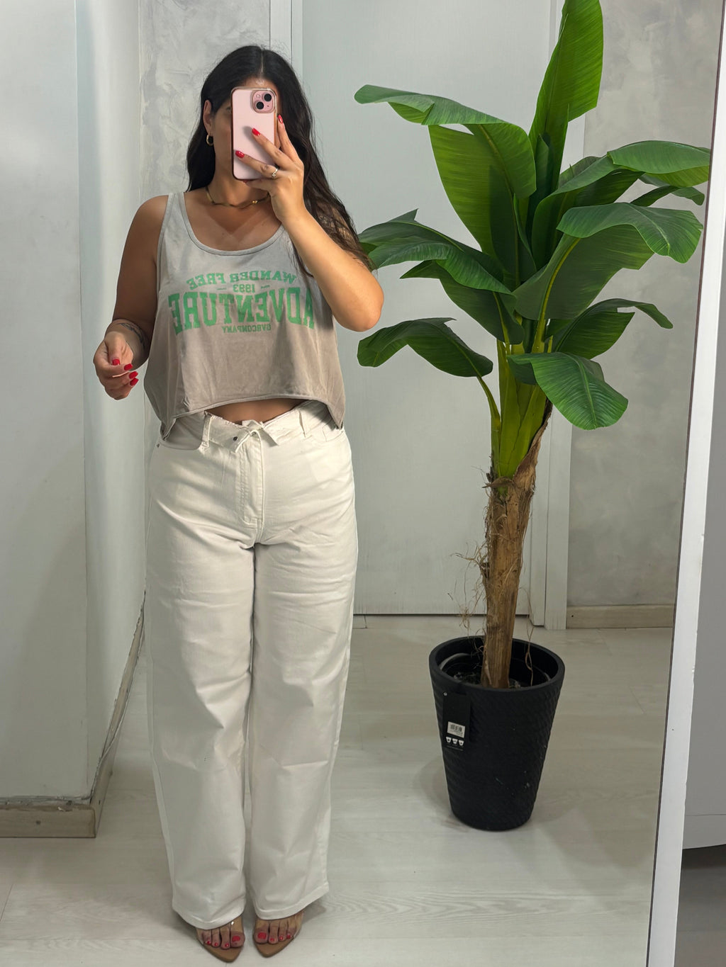Denim bianco con risvolto