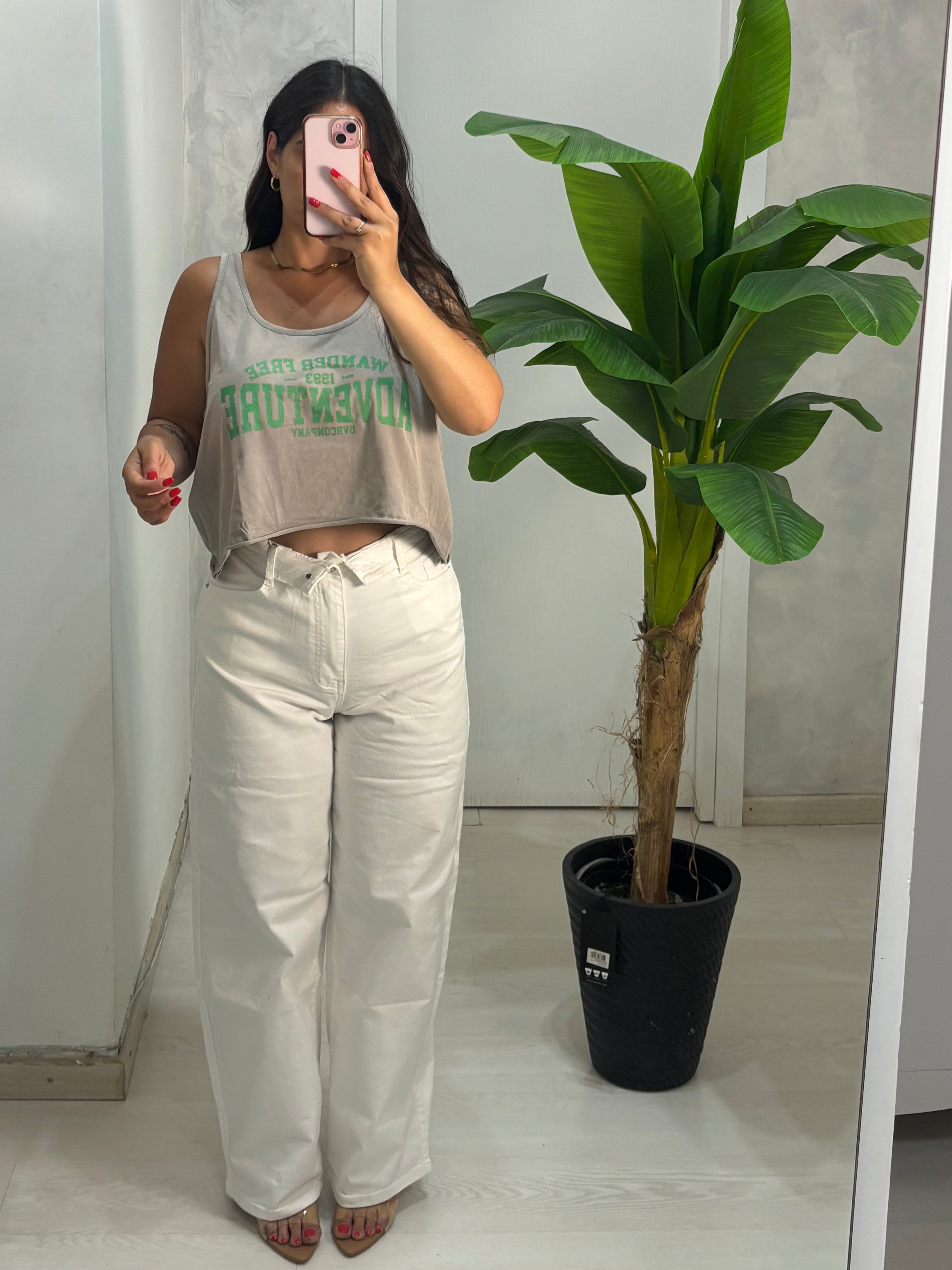 Denim bianco con risvolto