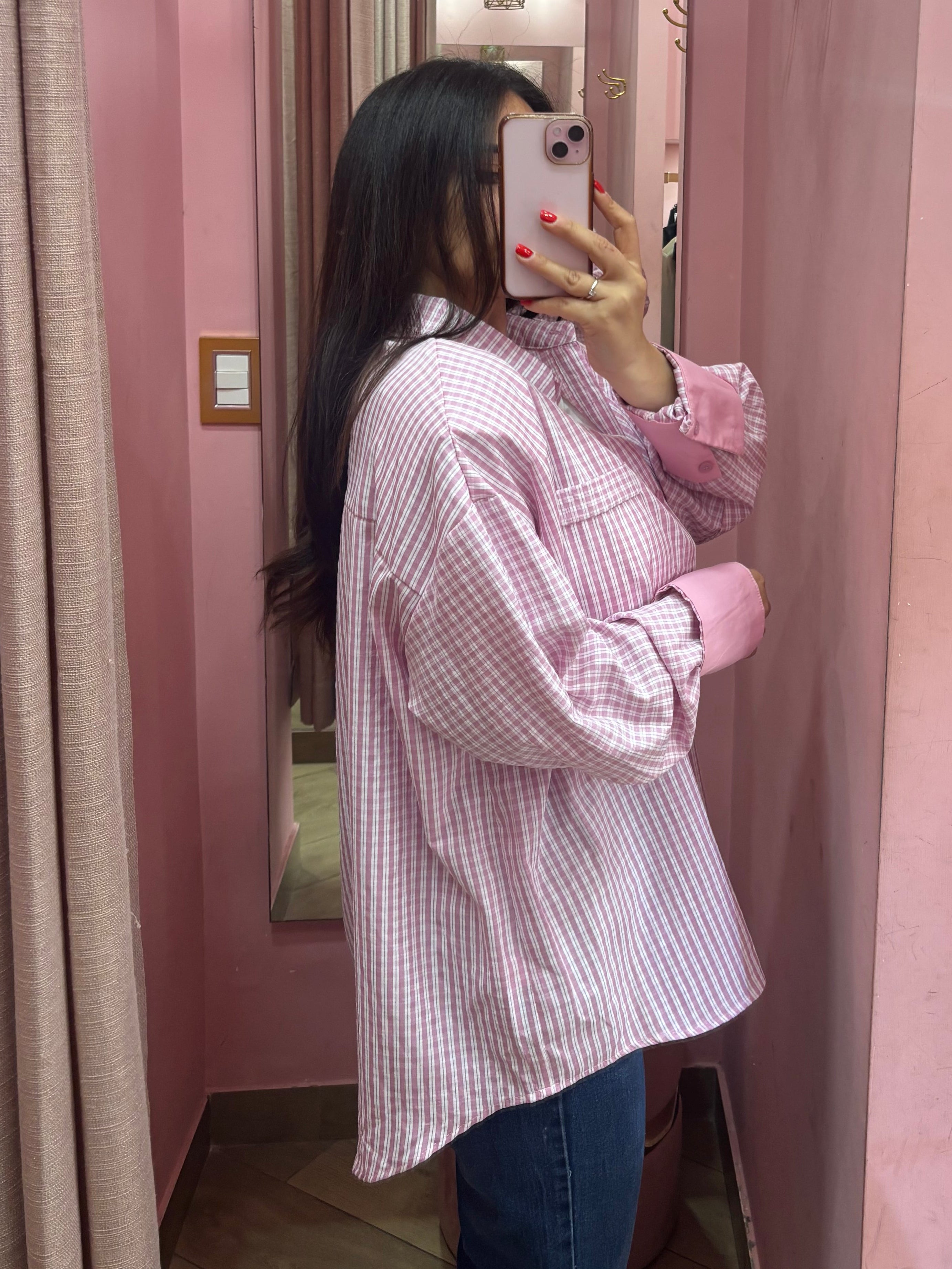 Camicia quadretti pink