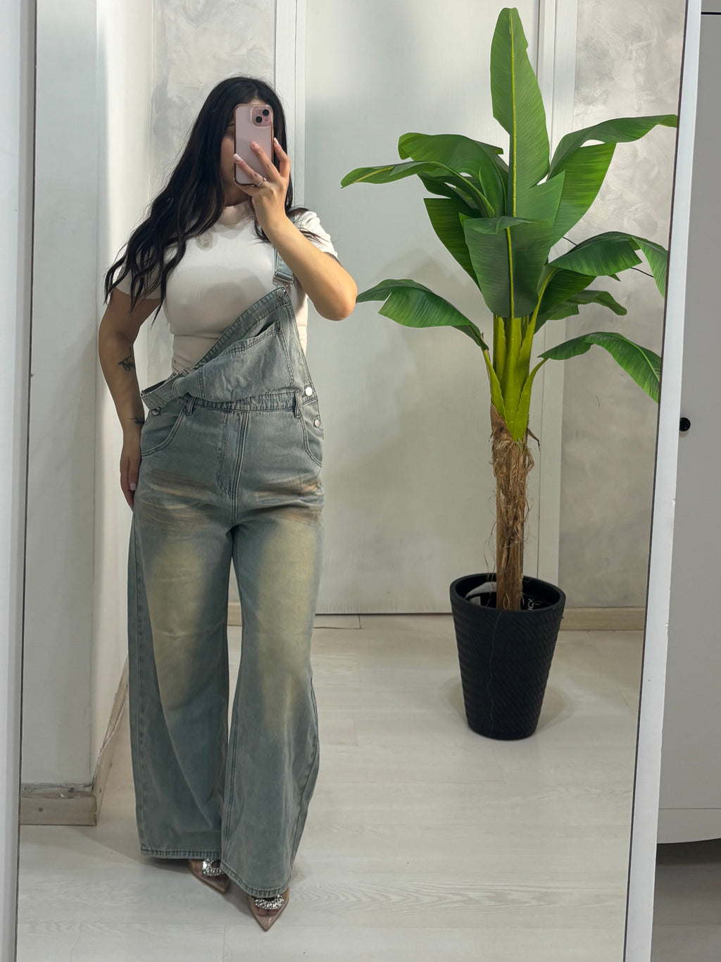 Salopette denim sabbiata
