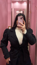 Giacca manica a sbuffo nera