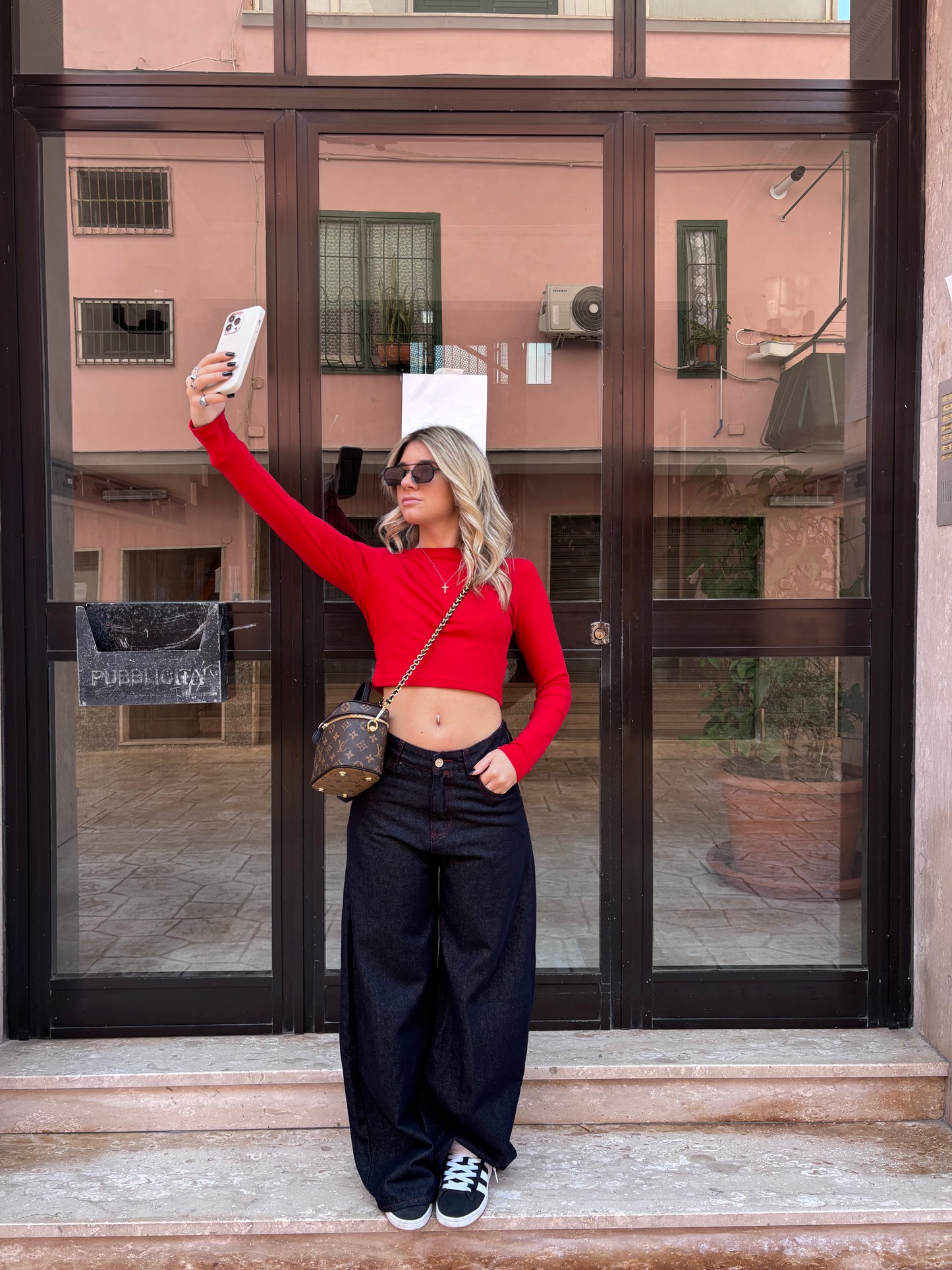 Maglia crop red
