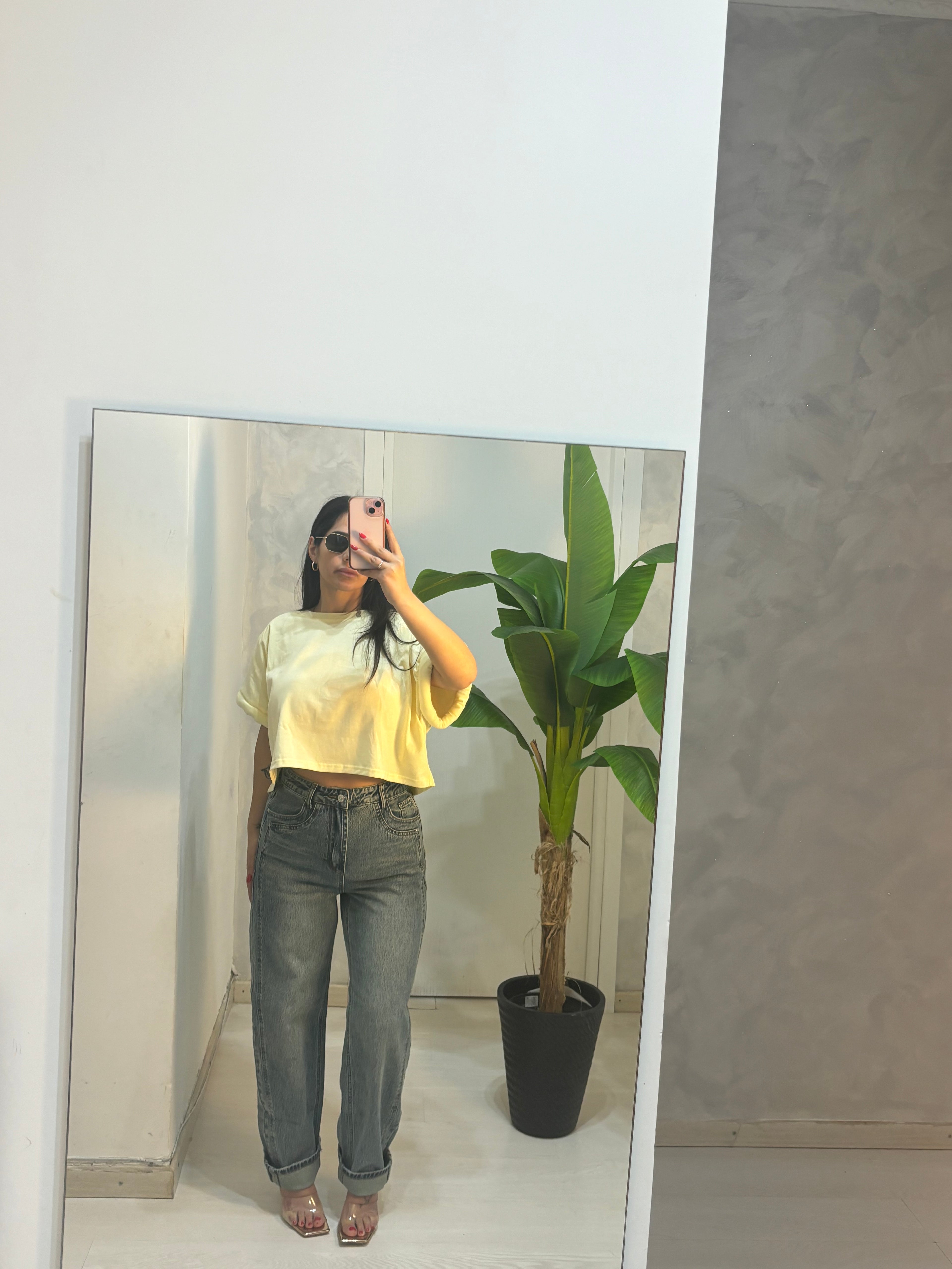 Maglia crop gialla