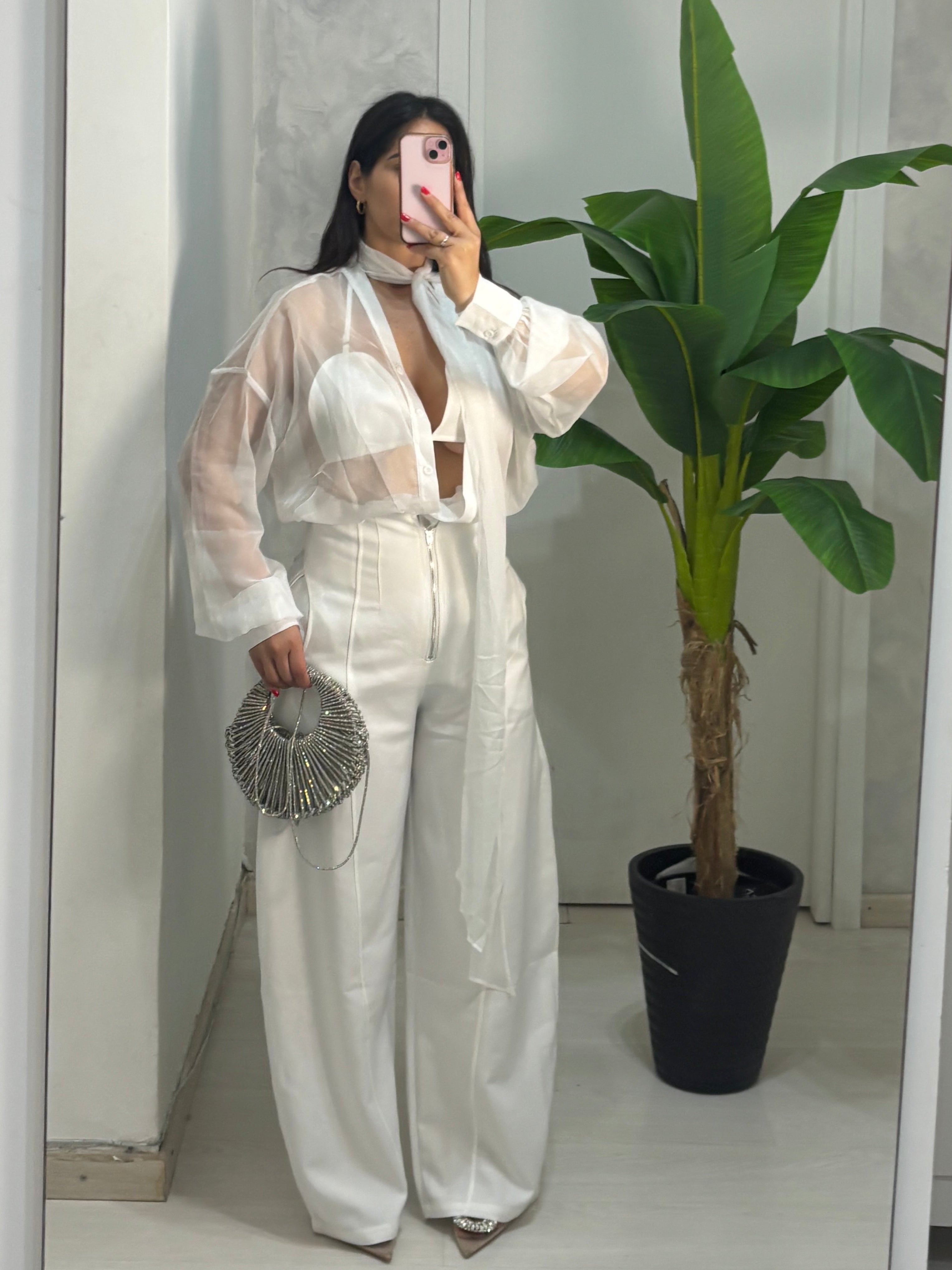 Camicia velata bianca