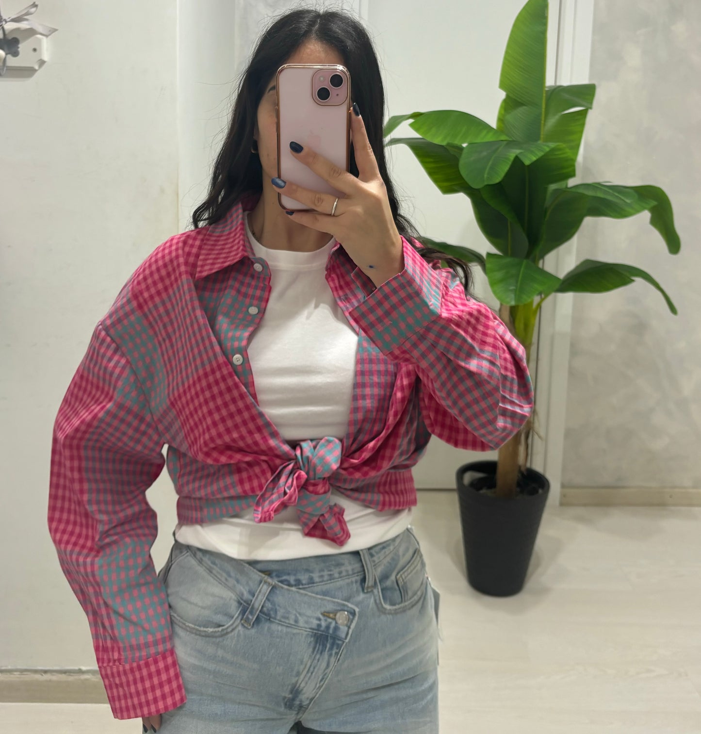 Camicia quadretti Pink