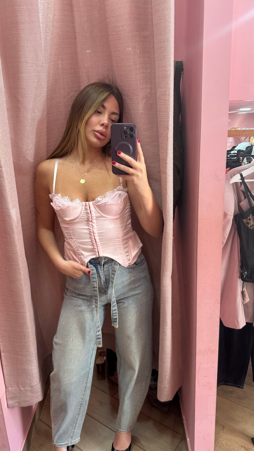 Corpetto mochy rosa