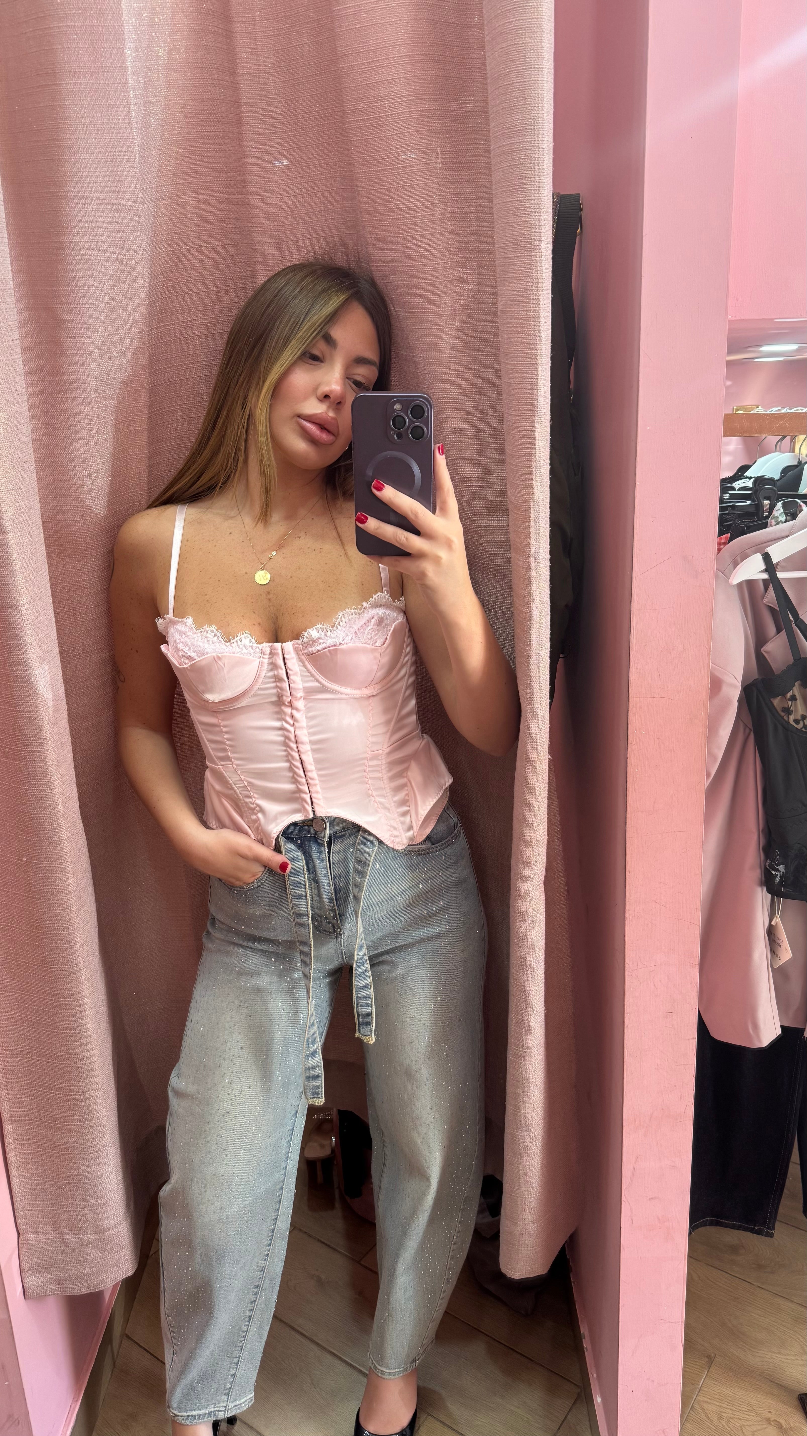 Corpetto mochy rosa