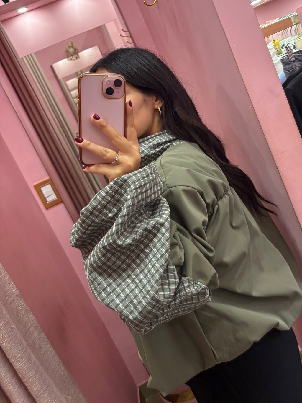 Bomber quadretti verde militare