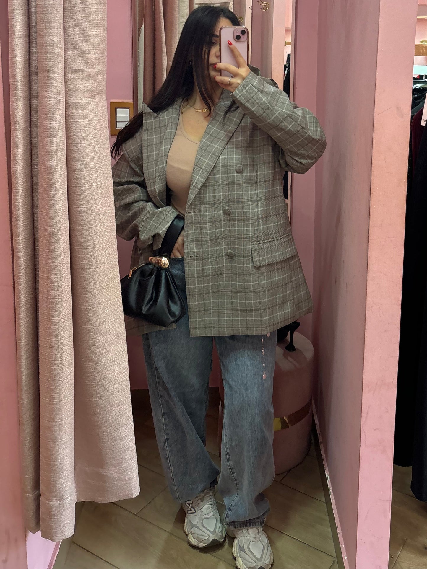 Giacca oversize quadretti