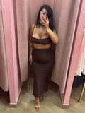 Coordinato in lycra marrone