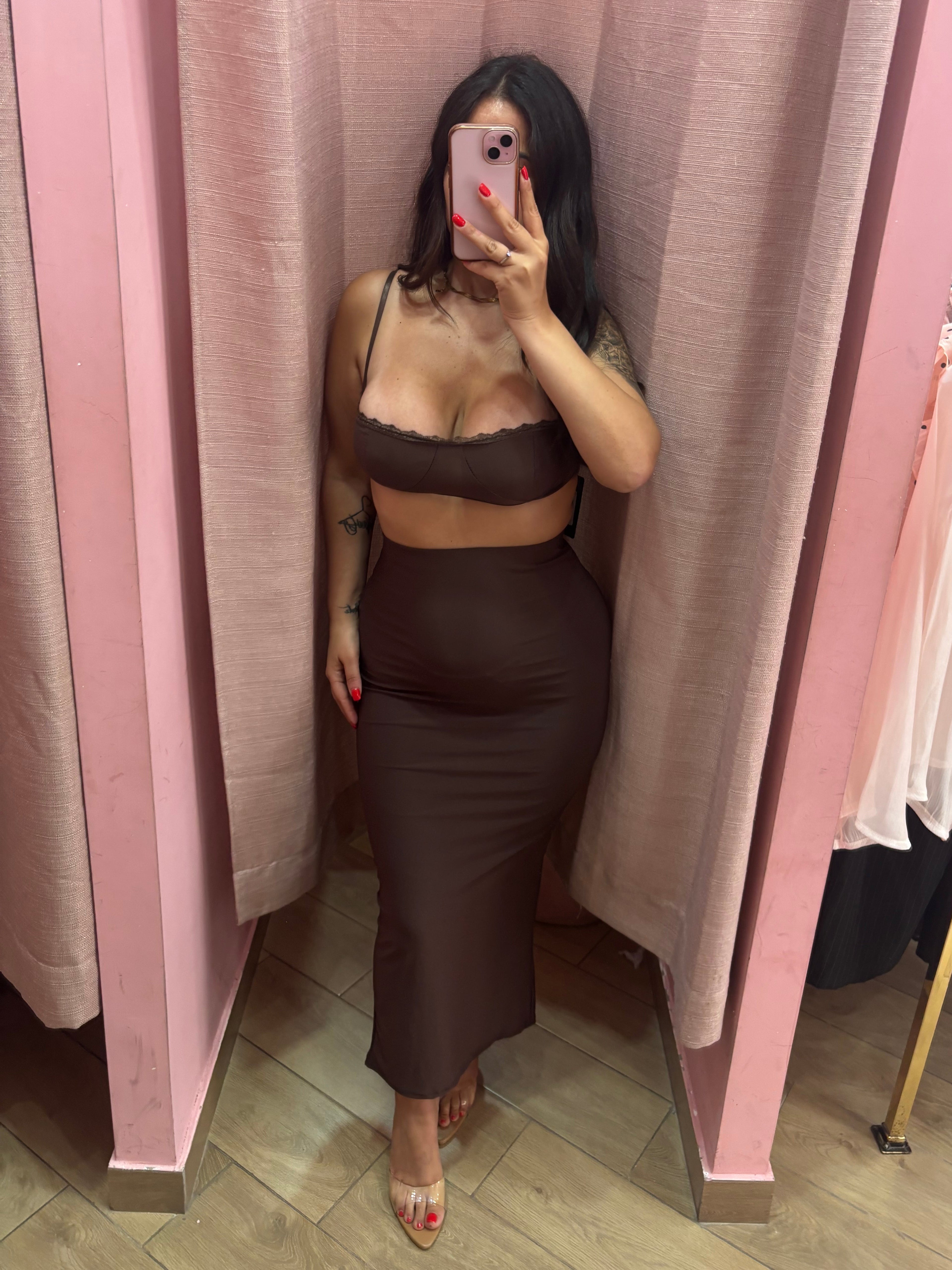 Coordinato in lycra marrone