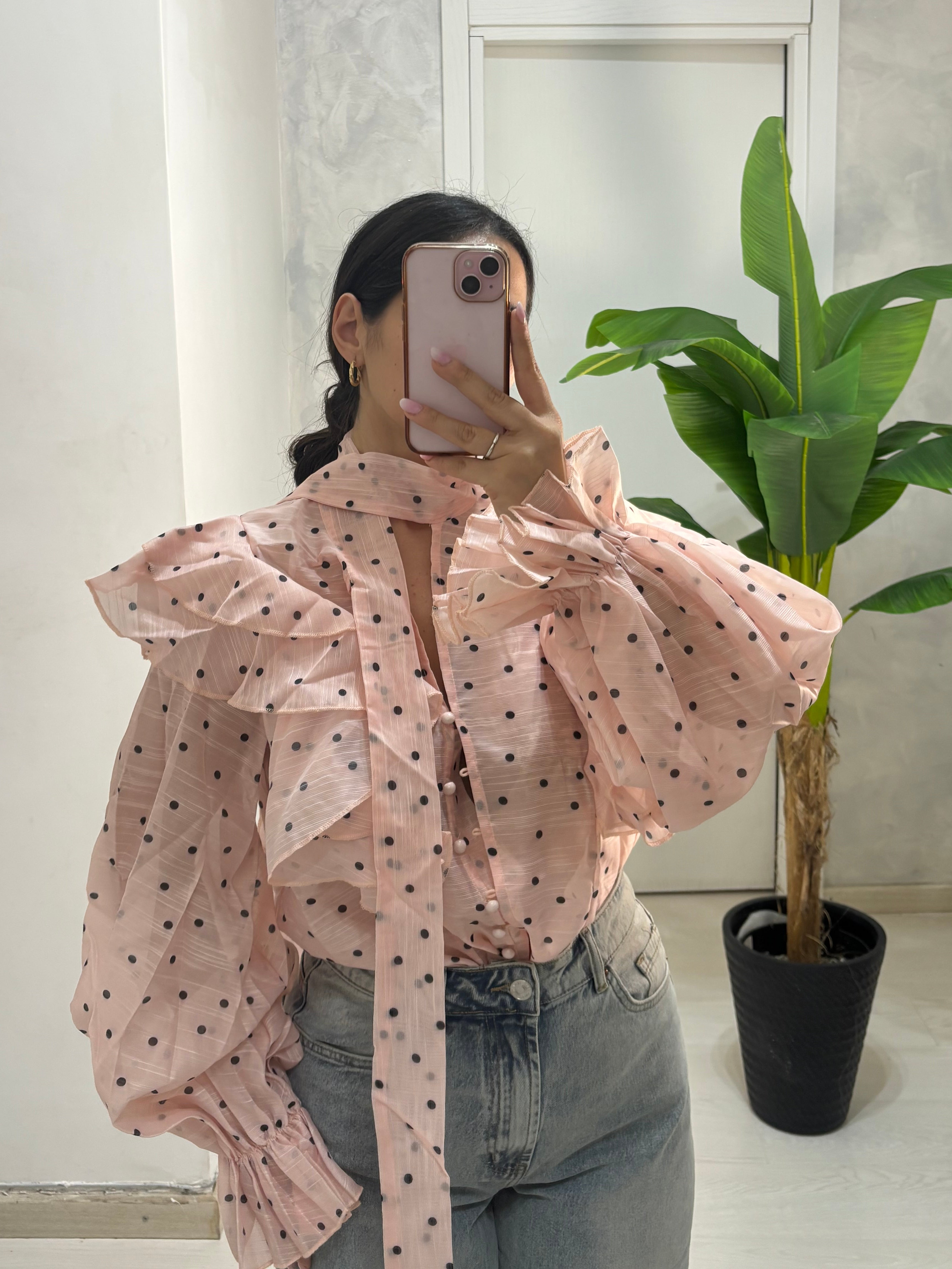 Camicia rosa pois