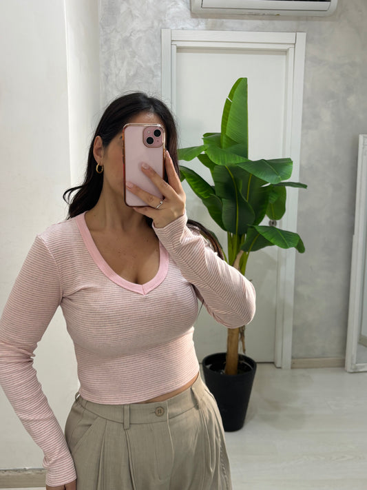 Maglia righe rosa