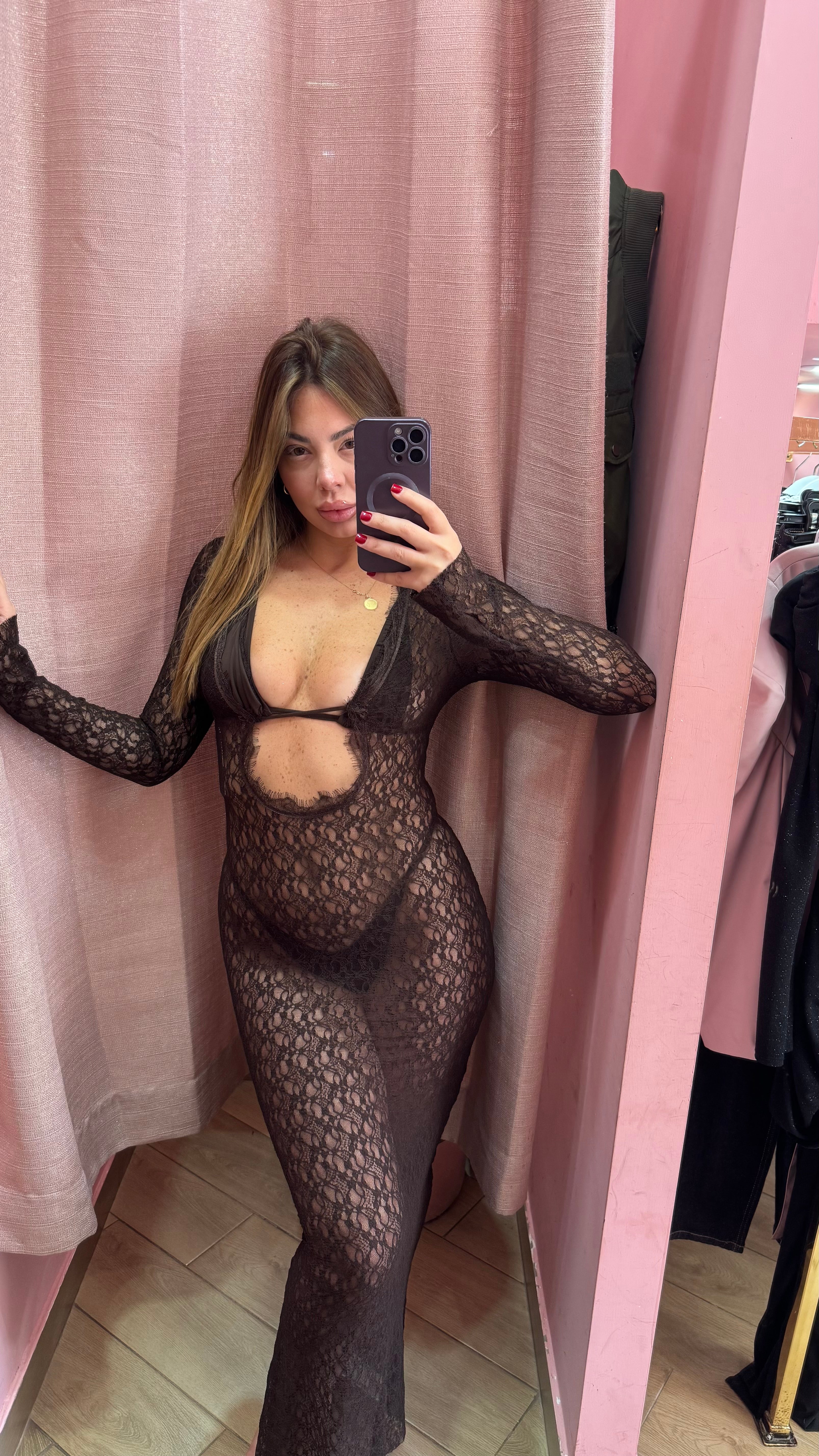 Copricostume macramé marrone