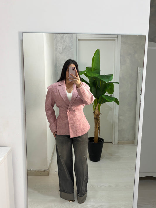 Giacca in tweed pink