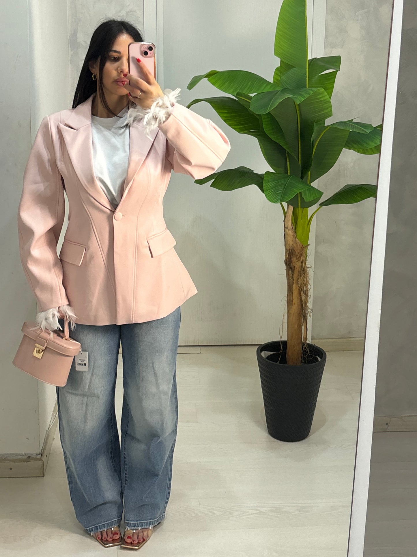 Giacca sfiancata manica Baloon Pink