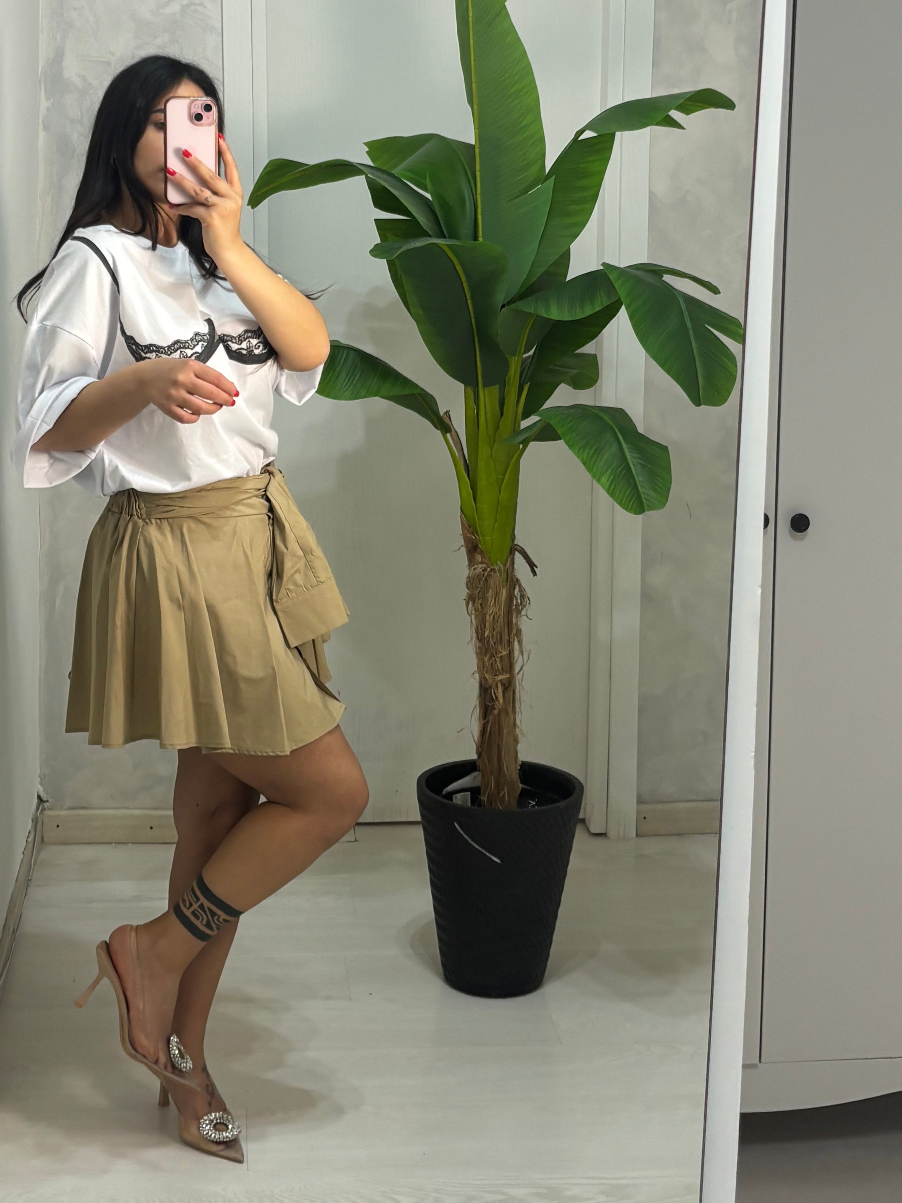 Gonna pantaloncini camel