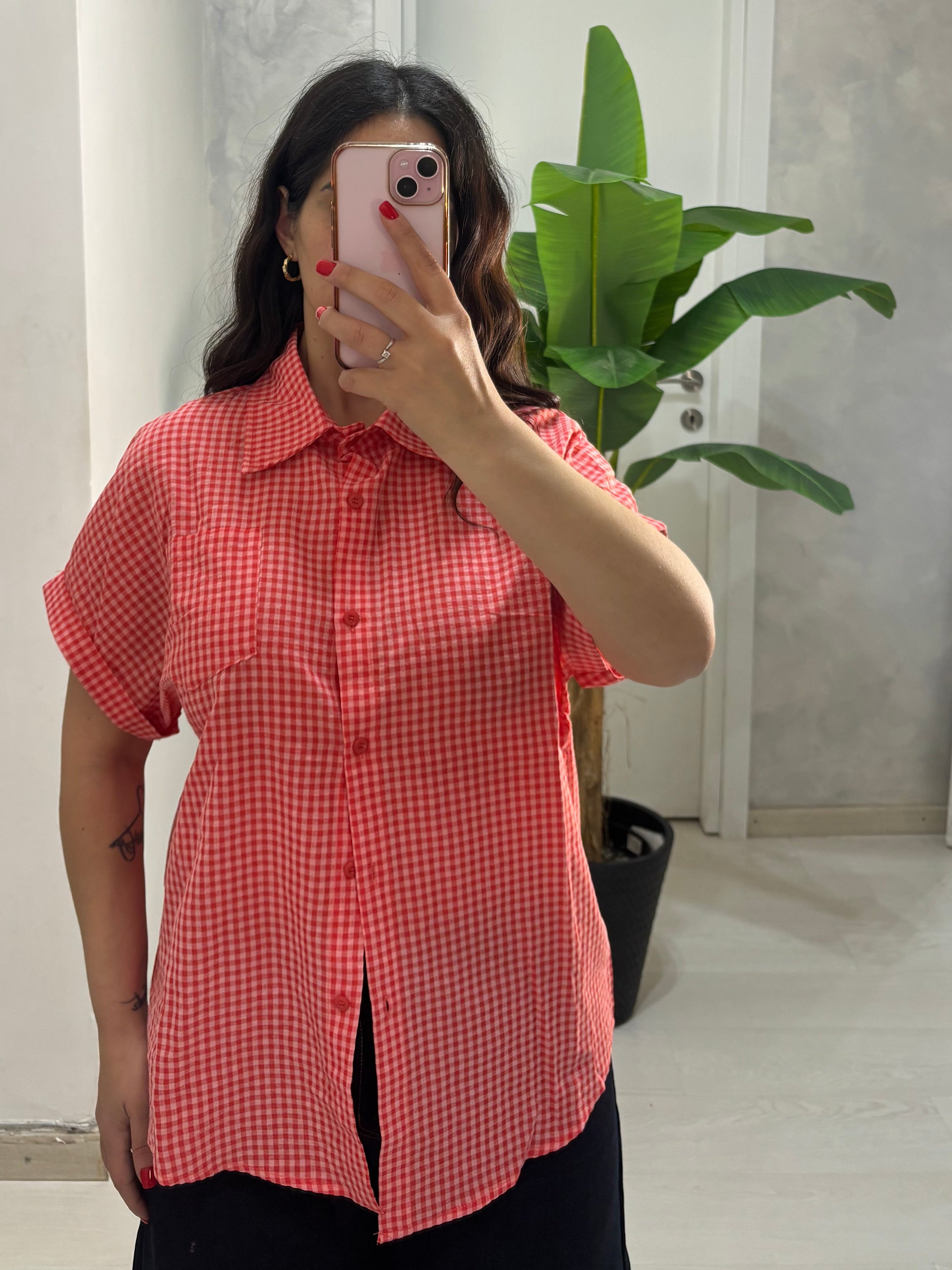 Camicia quadretti arancio